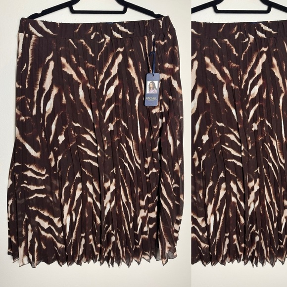 Rachel Roy Accordion Knife Pleated Long Skirt Career Casual NWT Size L - Picture 2 of 5